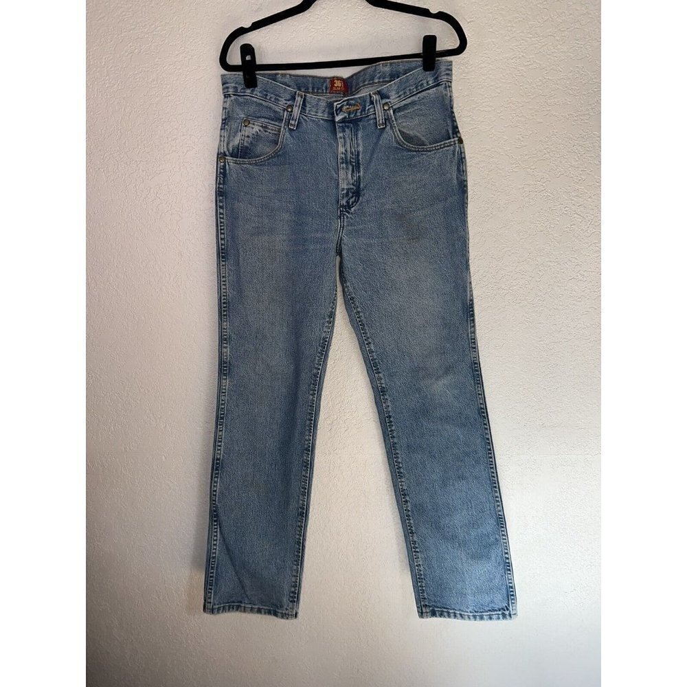 Wrangler Jeans Mens 33x32 Blue Slim Fit Cowboy Cut Cotton Medium Wash 36MWZSW X - Picture 6 of 11